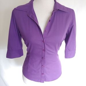 Andrew & Co Purple Button Down Top
